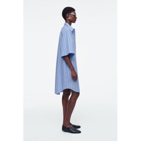 COS OVERSIZED-MINI-HEMDBLUSENKLEID AUS POPELINE BLAU/GESTREIFT Im Angebot