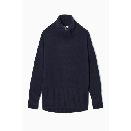 COS OVERSIZED-ROLLKRAGENPULLOVER AUS REINEM KASCHMIR NAVYBLAU Im Angebot