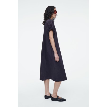 COS OVERSIZED-KLEID MIT RAFFUNGEN UND V-AUSSCHNITT NAVYBLAU Im Angebot