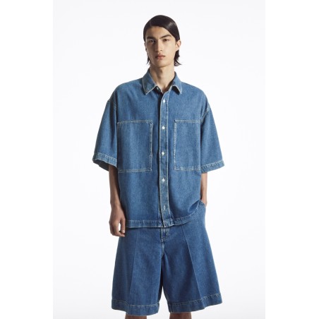 COS OVERSIZED-JEANSHEMD MIT KURZEN ÄRMELN MITTELBLAU Im Angebot