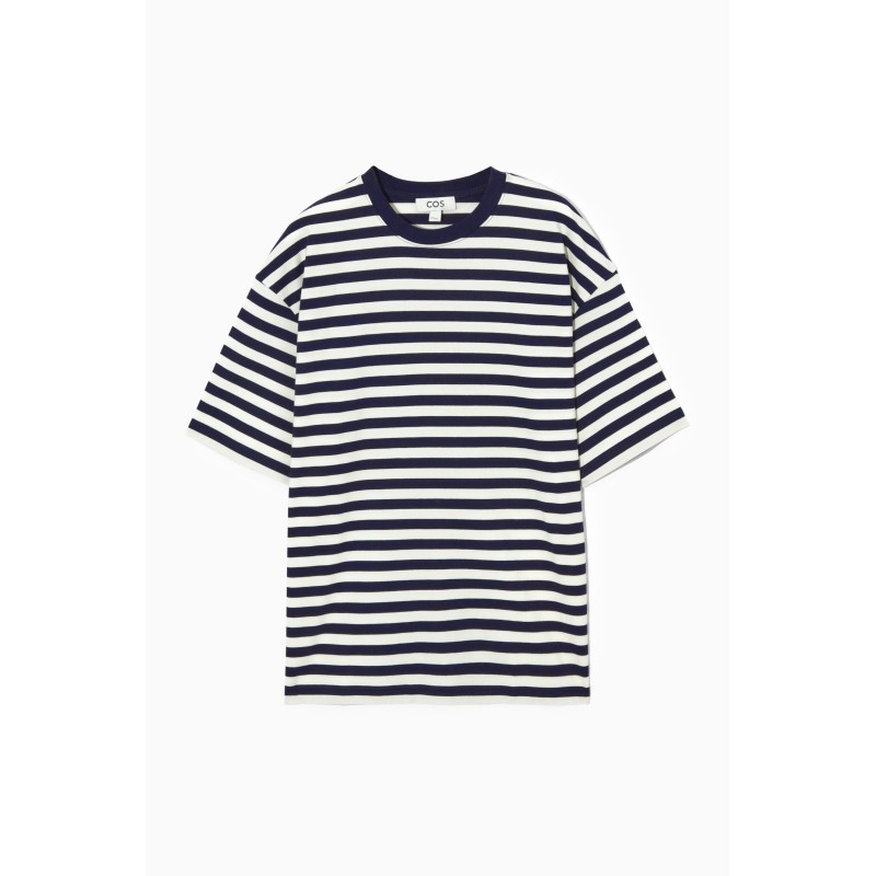 COS OVERSIZED-T-SHIRT NAVYBLAU/GESTREIFT Im Angebot