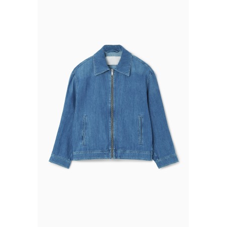 COS OVERSIZED-JEANSJACKE MIT REISSVERSCHLUSS Blau Im Angebot