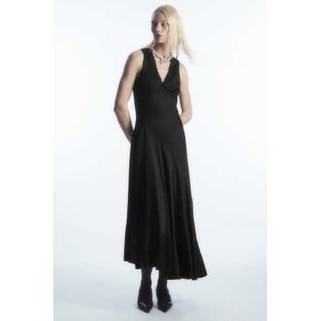 Original COS ASYMMETRISCHES MIDIKLEID AUS SATIN SCHWARZ