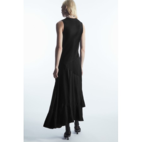 Original COS ASYMMETRISCHES MIDIKLEID AUS SATIN SCHWARZ