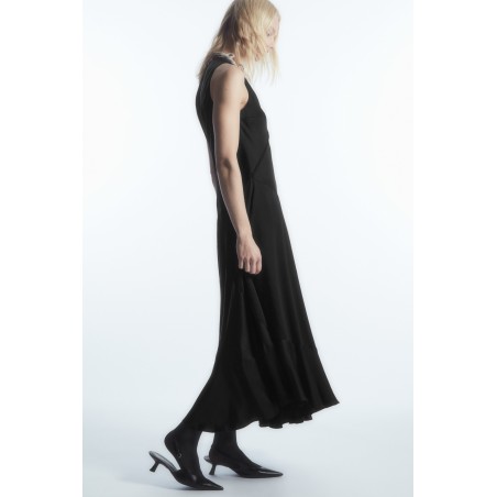 Original COS ASYMMETRISCHES MIDIKLEID AUS SATIN SCHWARZ