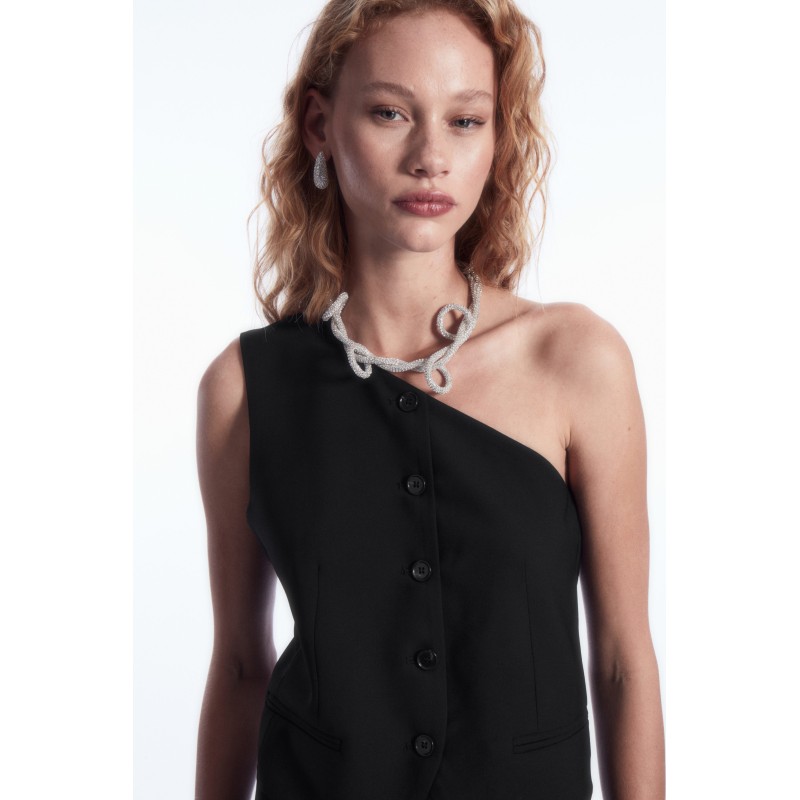 Original COS ASYMMETRISCHE ELEGANTE WESTE AUS WOLLE SCHWARZ