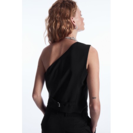 Original COS ASYMMETRISCHE ELEGANTE WESTE AUS WOLLE SCHWARZ