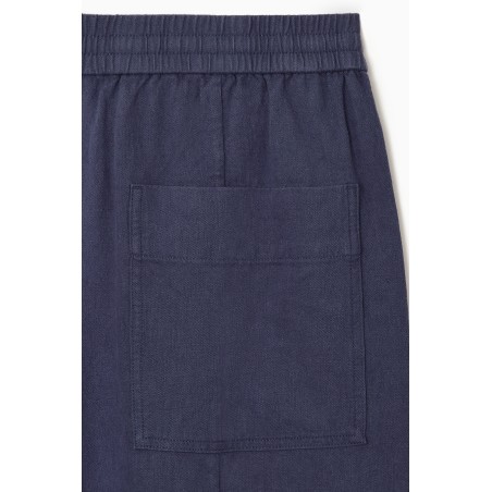 Heißer Verkauf COS CHAMBRAY-HOSE MIT WEITEM BEIN UND FALTEN NAVYBLAU