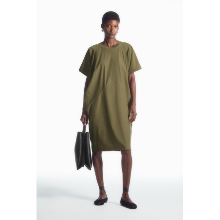 Original COS T-SHIRT-KLEID MIT FLEDERMAUSÄRMEL KHAKI