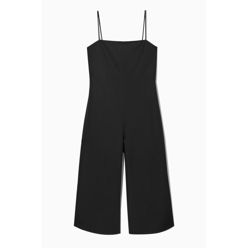 Original COS JUMPSUIT AUS LEINEN-MIX MIT WEITEM BEIN UND GÜRTEL SCHWARZ