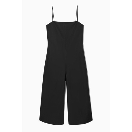 Original COS JUMPSUIT AUS LEINEN-MIX MIT WEITEM BEIN UND GÜRTEL SCHWARZ