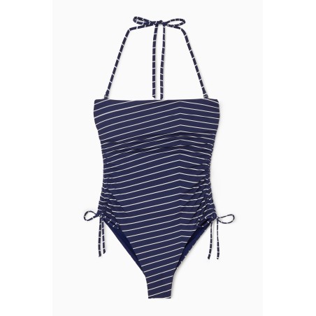 Hohe Qualität COS BANDEAU-BADEANZUG MIT RÜSCHEN NAVYBLAU/GESTREIFT