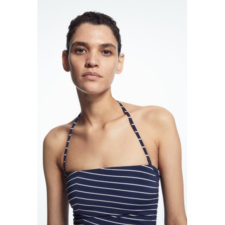 Hohe Qualität COS BANDEAU-BADEANZUG MIT RÜSCHEN NAVYBLAU/GESTREIFT