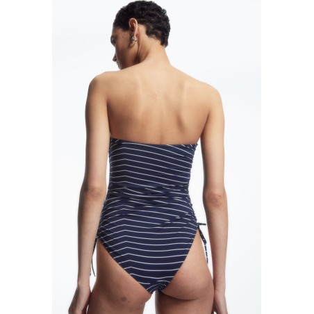 Hohe Qualität COS BANDEAU-BADEANZUG MIT RÜSCHEN NAVYBLAU/GESTREIFT