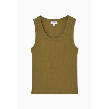 Sonderrabatt COS GERIPPTES TANKTOP MIT RUNDHALSAUSSCHNITT DUNKLES KHAKI