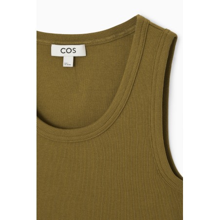 Sonderrabatt COS GERIPPTES TANKTOP MIT RUNDHALSAUSSCHNITT DUNKLES KHAKI