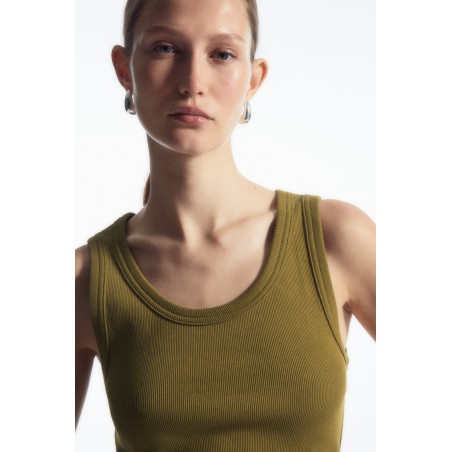 Sonderrabatt COS GERIPPTES TANKTOP MIT RUNDHALSAUSSCHNITT DUNKLES KHAKI