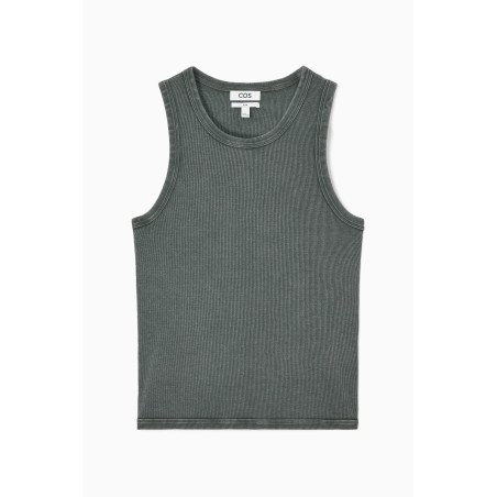 Brandneu COS SCHMAL GESCHNITTENES TANKTOP MIT ACID-WASCHUNG DUNKLES TÜRKIS