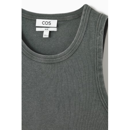 Brandneu COS SCHMAL GESCHNITTENES TANKTOP MIT ACID-WASCHUNG DUNKLES TÜRKIS