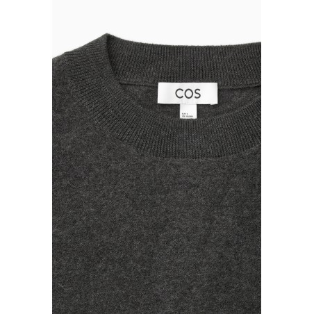 Original COS PULLOVER AUS GEKOCHTER MERINOWOLLE Dunkelgrau