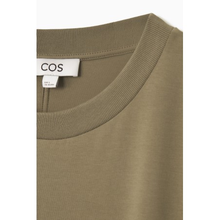 Brandneu COS T-SHIRT-KLEID IN MIDILÄNGE MIT GESCHLITZTEM SAUM KHAKI