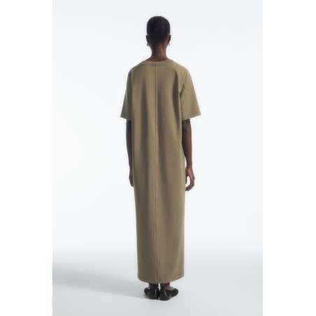 Brandneu COS T-SHIRT-KLEID IN MIDILÄNGE MIT GESCHLITZTEM SAUM KHAKI