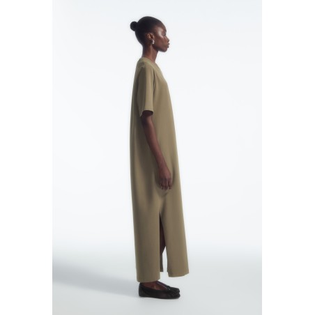 Brandneu COS T-SHIRT-KLEID IN MIDILÄNGE MIT GESCHLITZTEM SAUM KHAKI