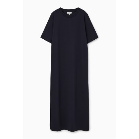 Brandneu COS T-SHIRT-KLEID IN MIDILÄNGE MIT GESCHLITZTEM SAUM NAVYBLAU