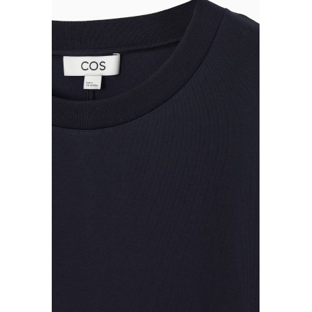 Brandneu COS T-SHIRT-KLEID IN MIDILÄNGE MIT GESCHLITZTEM SAUM NAVYBLAU