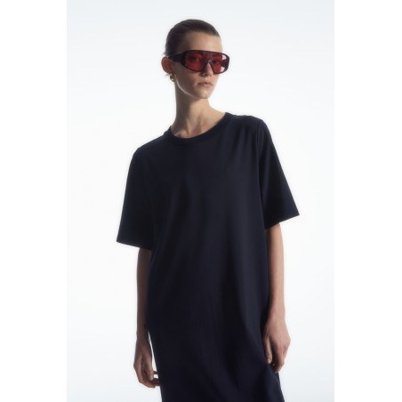 Brandneu COS T-SHIRT-KLEID IN MIDILÄNGE MIT GESCHLITZTEM SAUM NAVYBLAU