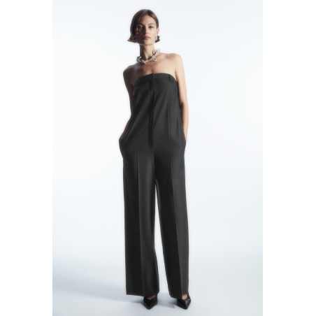 Brandneu COS TRÄGERLOSER, ELEGANTER JUMPSUIT AUS WOLLE SCHWARZ