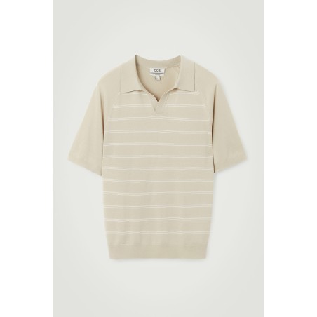 Brandneu COS GESTREIFTES POLOSHIRT AUS STRICK BEIGE