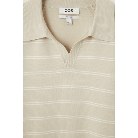 Brandneu COS GESTREIFTES POLOSHIRT AUS STRICK BEIGE