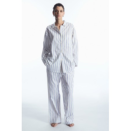 Brandneu COS GESTREIFTE PYJAMAHOSE AUS POPELINE WEISS/BLAU/GESTREIFT