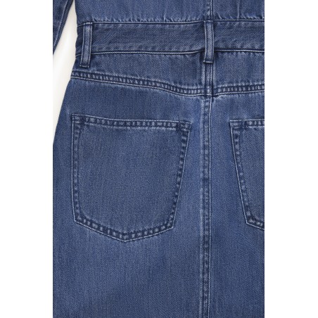 Brandneu COS STRUKTURIERTES HEMDBLUSENKLEID AUS DENIM VERWASCHEN BLAU