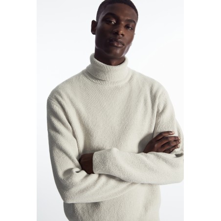 Original COS ROLLKRAGENPULLOVER AUS BOUCLÉ-STRICK STEINGRAU