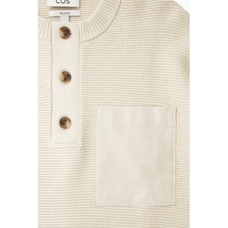 [Neu] COS HENLEY-PULLOVER AUS WAFFELSTRICK CREME