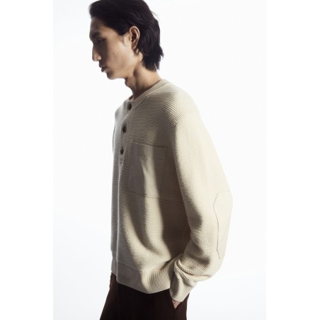 [Neu] COS HENLEY-PULLOVER AUS WAFFELSTRICK CREME