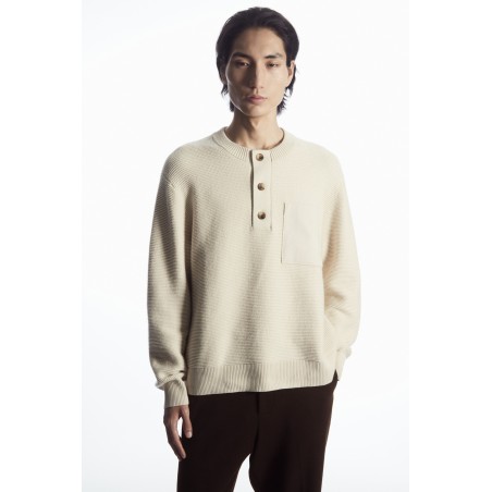 [Neu] COS HENLEY-PULLOVER AUS WAFFELSTRICK CREME